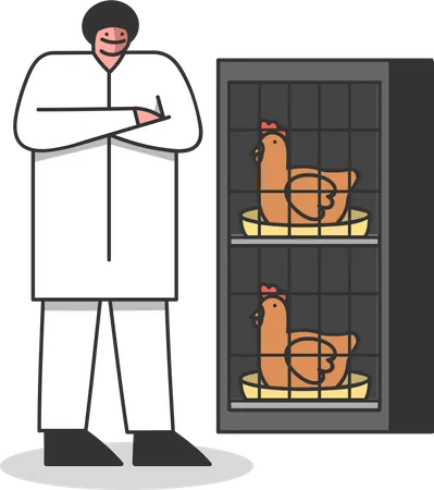 Poultry Breeding Farm Production Organic Meet And Eggs Industry Business Factory Worker Control Birds On Nest Agriculture Working Process Flat Vector Illustration 일러스트레이션