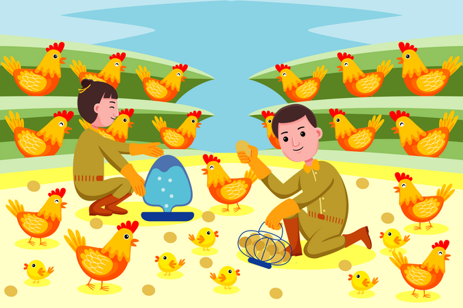 Poultry farm Illustration