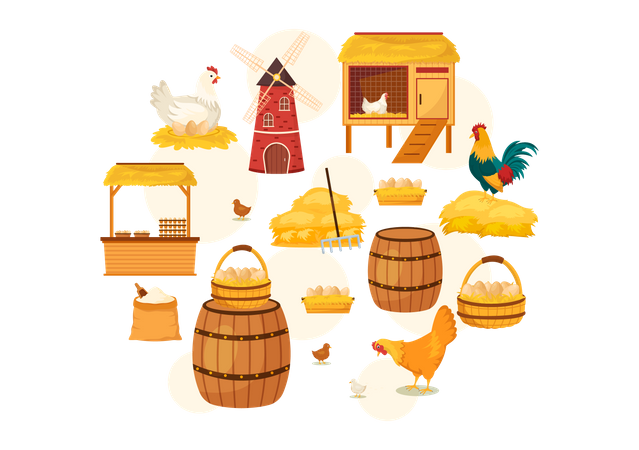 Poultry Farming  Illustration