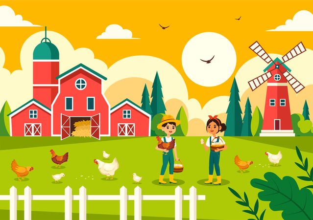 Poultry farming  Illustration