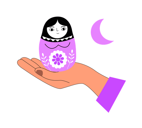 Poupée russe avec lune  Illustration