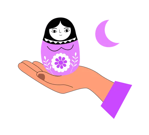 Poupée russe avec lune  Illustration