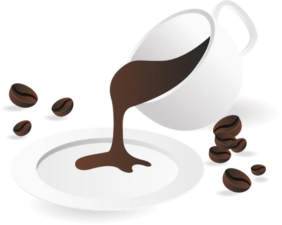 Pouring coffee in saucer  Illustration