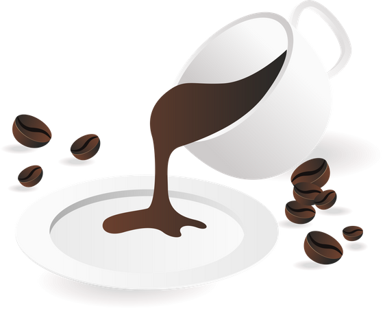 Pouring coffee in saucer  Illustration