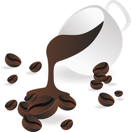 Pouring coffee on beans  Illustration