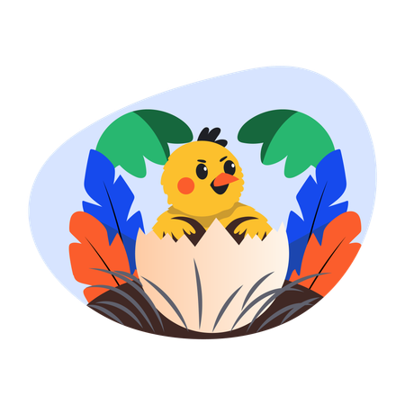 Poussin sortant d'un œuf  Illustration