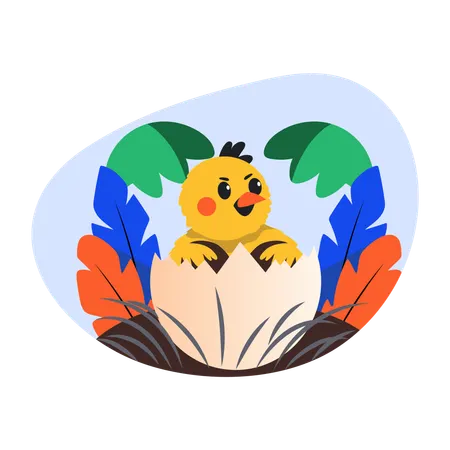 Poussin sortant d'un œuf  Illustration