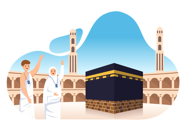 Povo islâmico no hajj  Ilustração