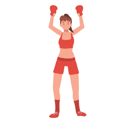 Powerful Female Boxer in Gym  Illustration