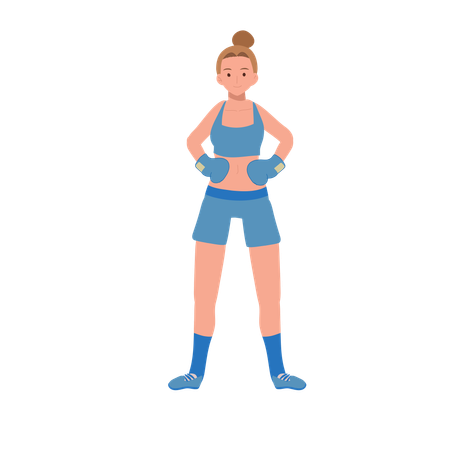 Powerful Female Boxer in Gym  Illustration