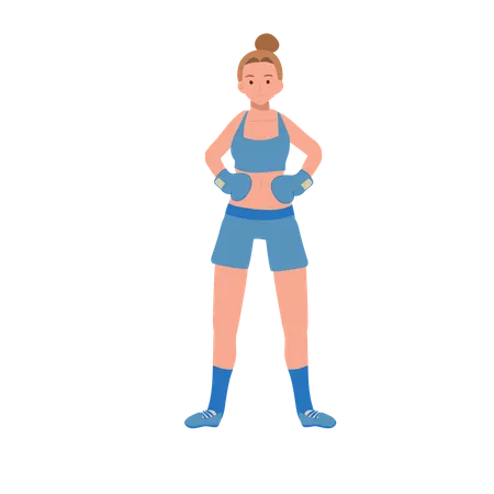 Powerful Female Boxer in Gym  Illustration