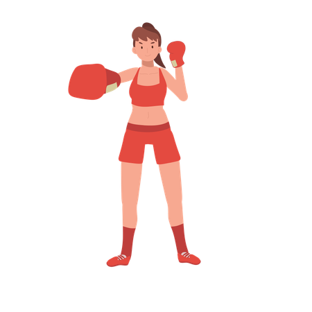 Powerful Female Boxer in Gym Workout Session  Illustration