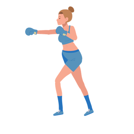 Powerful Girl Boxer in Gym Workout Session  Illustration