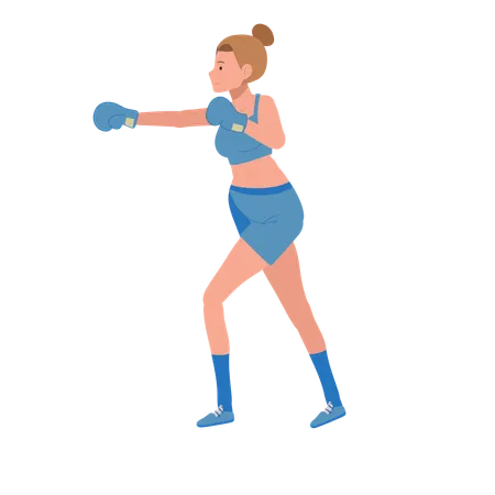 Active Sports Woman Boxing With Confidence Powerful Female Boxer In Gym Workout Session Illustration