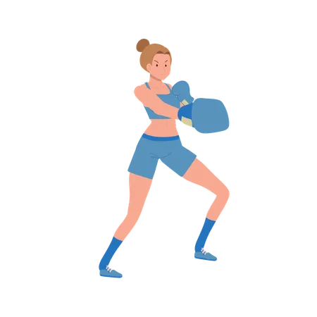Powerful Woman Boxer in Gym Workout Session  Illustration
