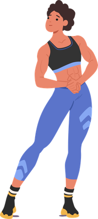 Powerfully Built Female Athlete In Dynamic Pose  Illustration