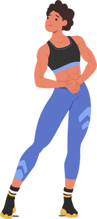 Powerfully Built Female Athlete In Dynamic Pose  Illustration