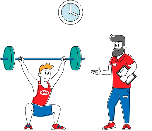 Powerlifter Training in Gym  Illustration