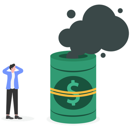 Energieplan aus einer Papierrolle mit Dollarscheinen  Illustration