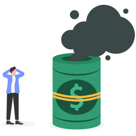 Energieplan aus einer Papierrolle mit Dollarscheinen  Illustration