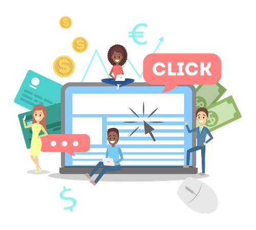 PPC pay per click advertising  Illustration