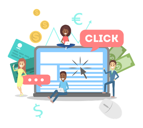 Publicité PPC au paiement par clic  Illustration