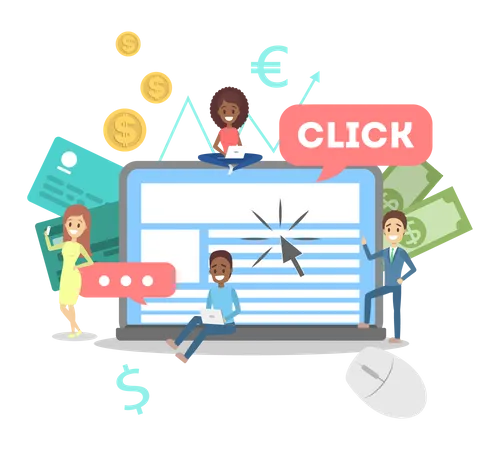 Publicité PPC au paiement par clic  Illustration