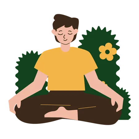 Práctica de meditación masculina  Ilustración