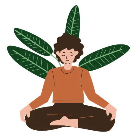 Práctica de meditación masculina  Ilustración