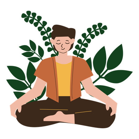 Práctica de meditación masculina  Ilustración