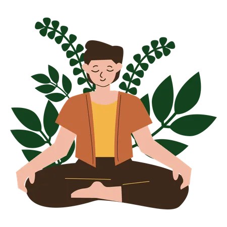 Práctica de meditación masculina  Ilustración