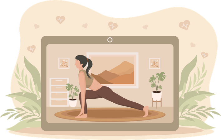 Práctica de yoga en vivo  Ilustración