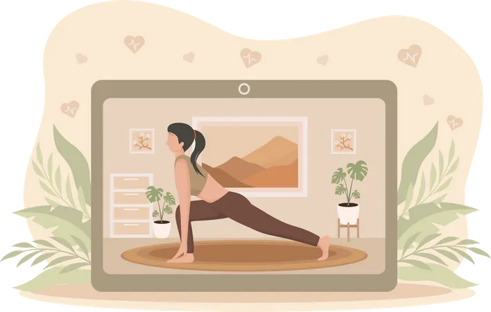 Práctica de yoga en vivo  Ilustración