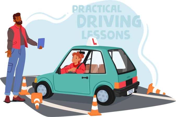 Practical driving test  일러스트레이션