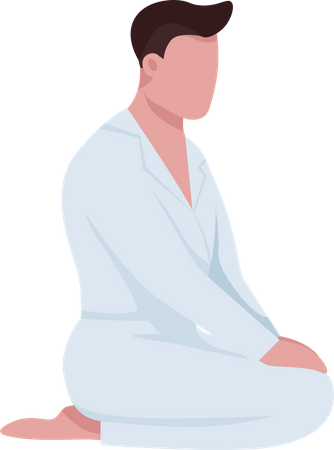 Practicante de karate sentado en estilo seiza  Ilustración