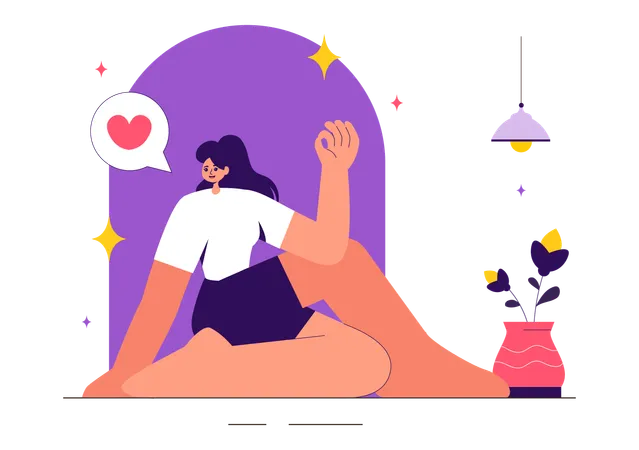 Ilustración de prácticas de yoga y meditación.  Ilustración