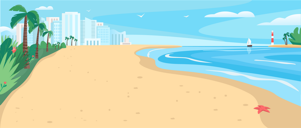 Praia arenosa  Ilustração