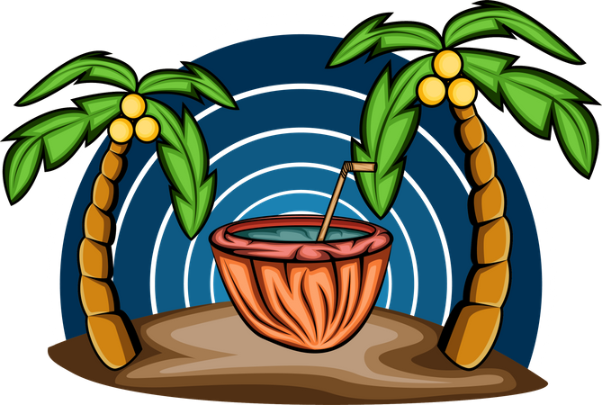 Praia de coco  Ilustração