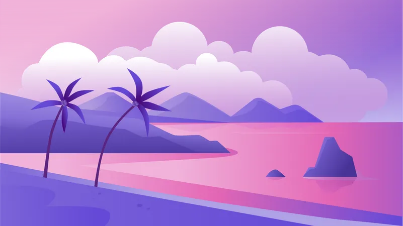 Paisagem de praia  Ilustração