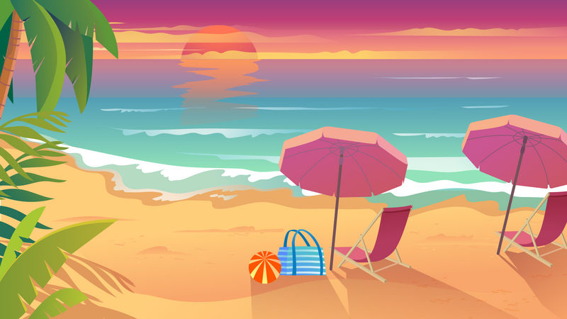 Praia de verão  Ilustração
