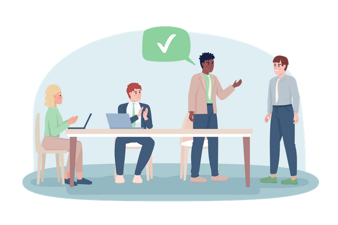 Praising employee during meeting  Illustration