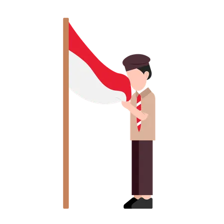 Flat Character Of Pramuka Indonesia Illustration