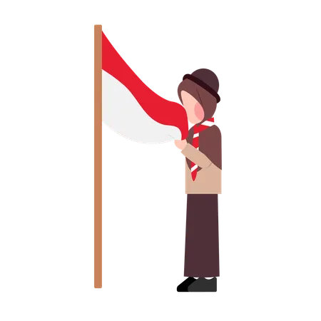 Flat Character Of Pramuka Indonesia Illustration
