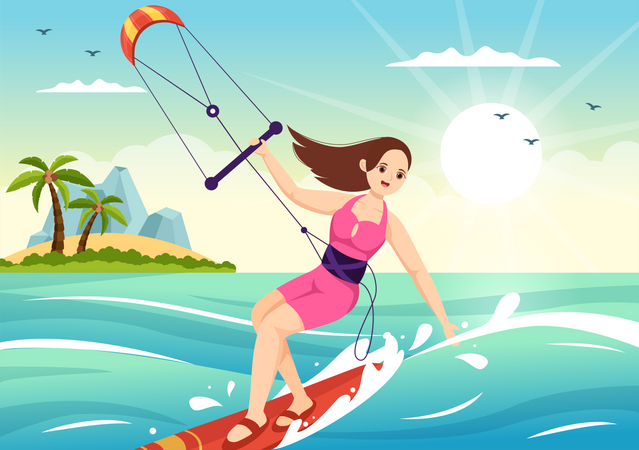 Prancha de surf feminina  Ilustração