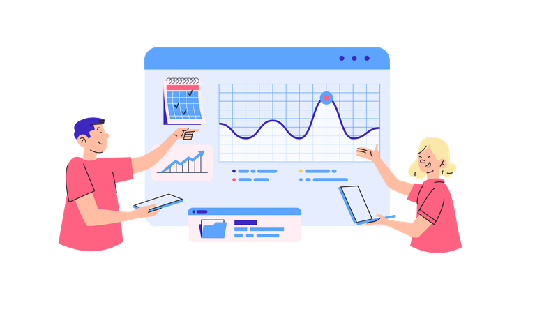 Geschäftsleute präsentieren das Dashboard  Illustration