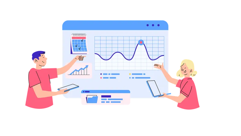 Geschäftsleute präsentieren das Dashboard  Illustration