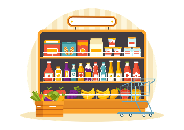 Prateleira de alimentos  Ilustração