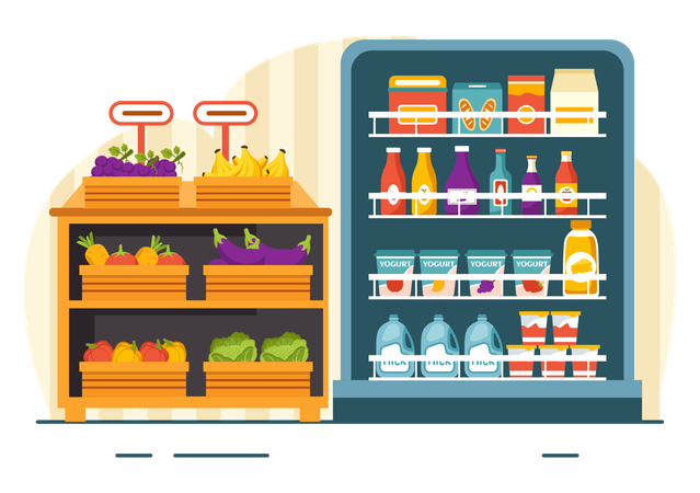 Prateleira de mercearia  Ilustração