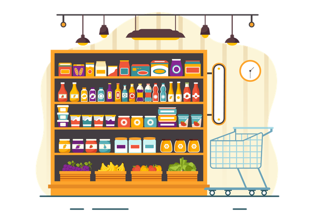 Prateleira de mercearia  Ilustração