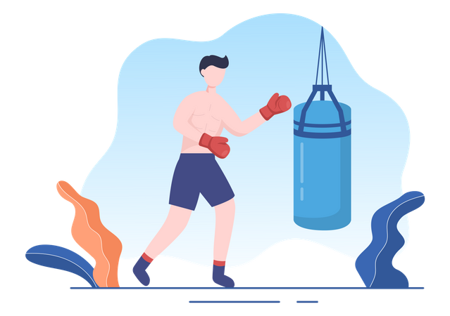 Prática de boxe  Ilustração